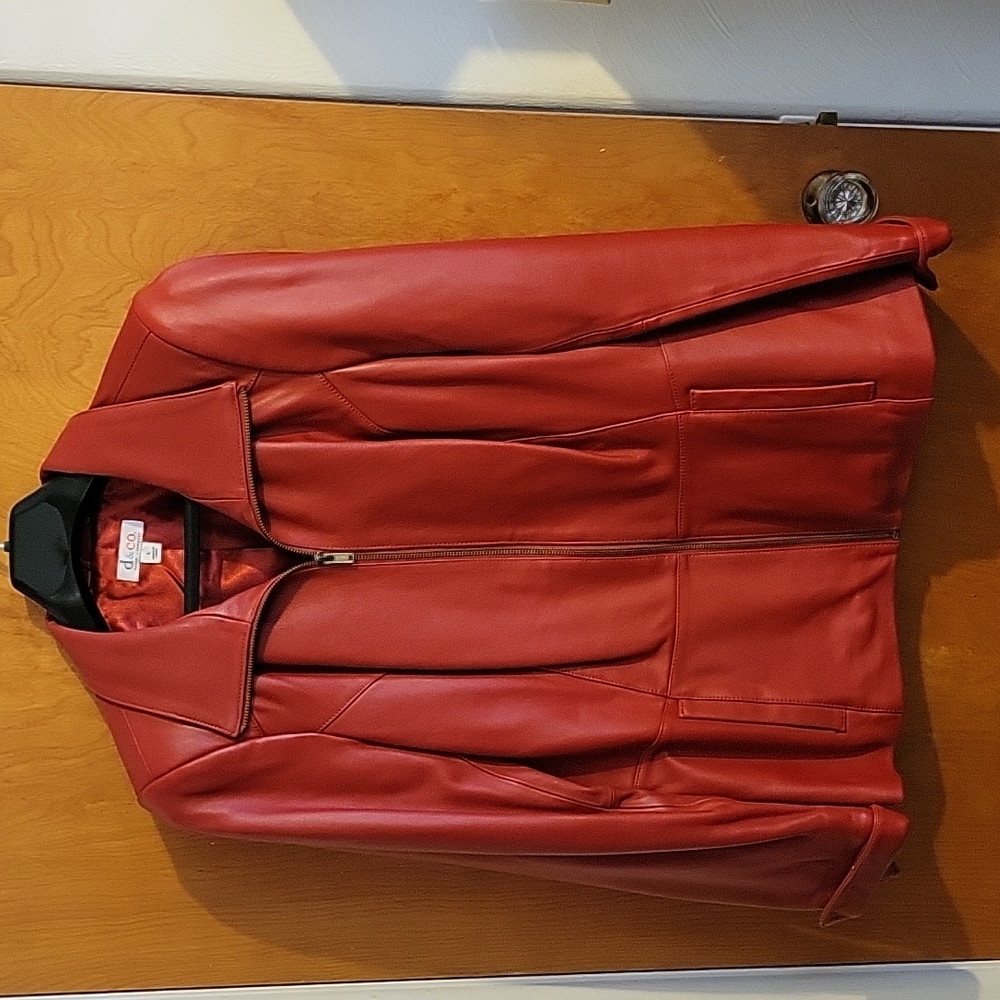 D&Co  Red Leather Blazer Size L